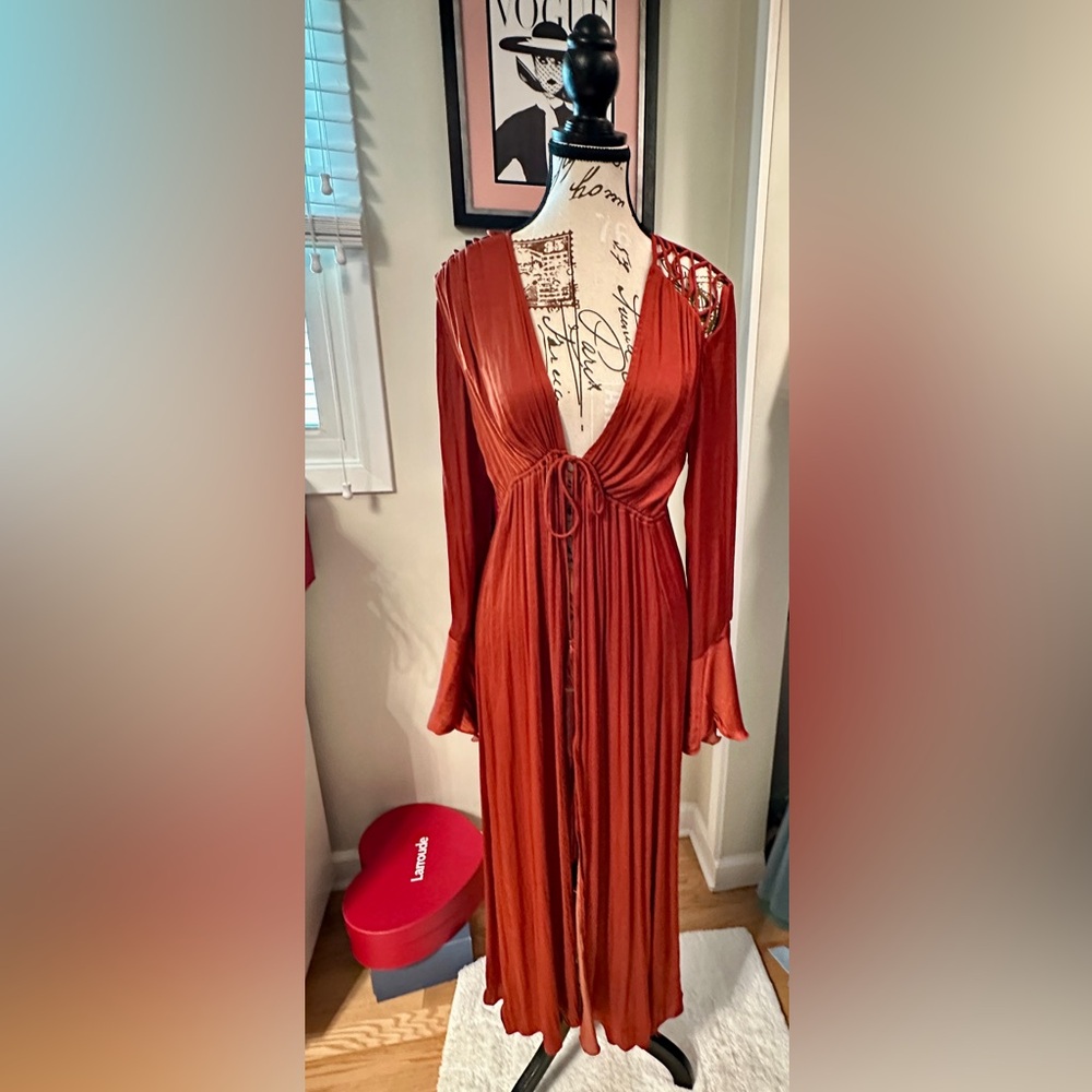 Free People Terracotta Long Sleeve Kimono